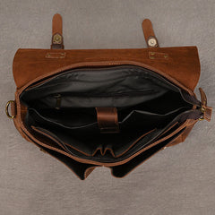 Brown Leather 14 inches Laptop Briefcase - iwalletsmen