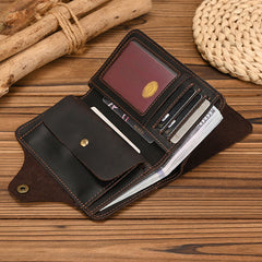 Leather Vertical Wallet with Buckle with Coin Pocket - iwalletsmen