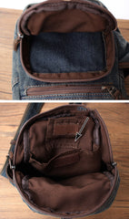 Blue Denim Mens Sling Bag Cool Chest Bag Vintage Blue Denim Sling Bag For Men