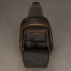 Brown Mens Leather Chest Bag Chest Sling Bag for Men - iwalletsmen