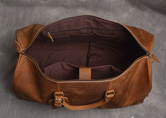 Cool Mens Leather Large Weekender Bag Duffle Bag Vintage Large Travel Bag for Men