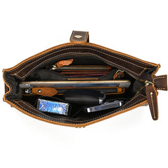Brown Leather Clutch with Shoulder Strap - iwalletsmen