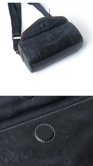 Black Barrel Leather Bag Mens Barrel Crossbody Bag Barrel Shoulder Bag for Men - iwalletsmen