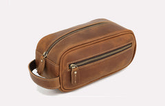 Brown Leather Toiletry Bag Men's Leather Toiletry Bag Full Grain Leather Toiletry Bag - iwalletsmen