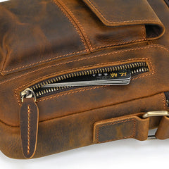 Brown Leather Vertical Crossbody Bag for Men Small Vertical Crossbody Bag - iwalletsmen