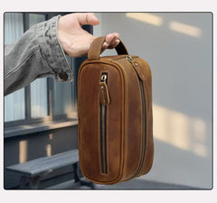 Brown Leather Toiletry Bag Men's Leather Toiletry Bag Full Grain Leather Toiletry Bag - iwalletsmen
