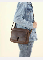 Brown Mens Small Leather Crossbody Bag - iwalletsmen