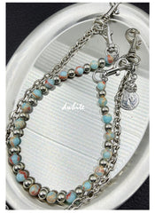 Light Blue Shoushan Stone Ball Wallet Chain Double Wallet Chain - iChainWallets