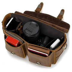 Mens Retro Leather Camera Bag Full Grain Leather Camera Bag - iwalletsmen