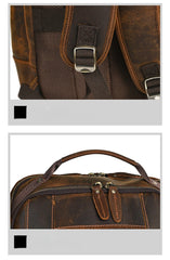 Brown Large Leather 15.6 inches Laptop Backpack for Men 24L Huge Backpack - iwalletsmen