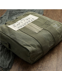 Army Green Canvas Mens Pilot Handbag Canvas WWII Bag Canvas Army Vertical Weekender Bag Travel Bag for Men