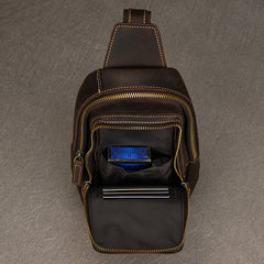 Brown Mens Leather Chest Bag Chest Sling Bag for Men - iwalletsmen