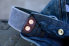 Vintage Blue Denim Messenger Bag - side view - iwalletsmen