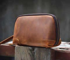 Brown Leather Clutch Wristlet Vintage Men's Leather Clutch Purse - iwalletsmen