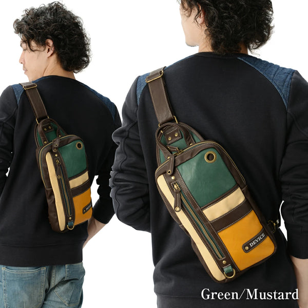 Cool Sling Bag for Men Color-blocked Mens Leather Crossbody Bag Chest Bag for men