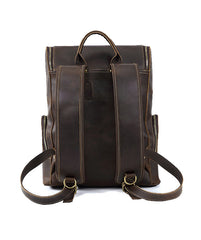 Dark Brown Leather Backpack for 15 inch Laptop for Men - iwalletsmen