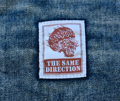 Vintage Blue Denim Messenger Bag - flat lay - iwalletsmen