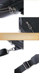 Mens Sling Bag Leather Black - iwalletsmen