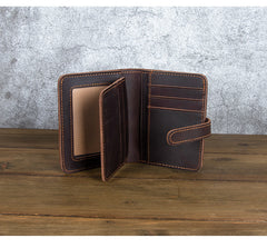 Leather Vertical Wallet with Buckle Mens Wallets Leather Vertical Bifold Wallet - iwalletsmen