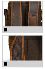 Brown Large Leather 15.6 inches Laptop Backpack for Men 24L Huge Backpack - iwalletsmen