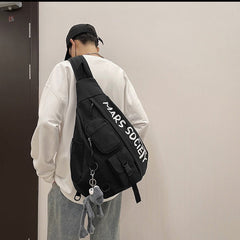 Nylon Large Sling Bag For Big Men Gray Waterproof Hiking Huge Sling Bag For Women