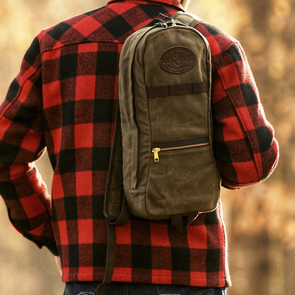 Slim Canvas Mens Waterproof Backpack Slim Waxed Hiking Canvas Backpack for Men