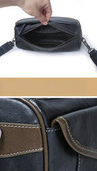 Black Barrel Leather Bag Mens Barrel Crossbody Bag Barrel Shoulder Bag for Men - iwalletsmen