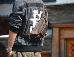 Brown Leather Extra Large Waist Pack - iwalletsmen