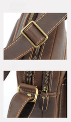 Brown Mens Small Leather Crossbody Bag - iwalletsmen