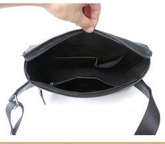 Black A4 Flap Messenger Bag for Men - iwalletsmen