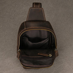 Brown Mens Leather Chest Bag Chest Sling Bag for Men - iwalletsmen