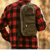 Khaki Canvas Mens Waterproof Slim Backpack Waxed Canvas Backpack for Men