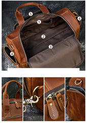 Brown Weekend Bag Small Leather Weekender Bag for Men Long Weekend Shoulder Bag - iwalletsmen