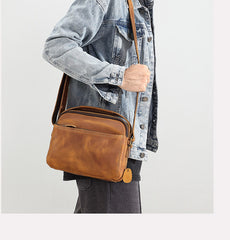 Small Brown Leather Crossbody Purse - iwalletsmen
