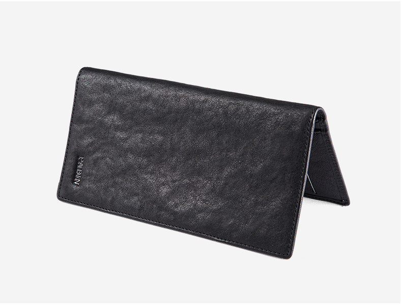 Genuine Leather Mens Cool Long Leather Wallet Slim Travel Passport Wallet for Men
