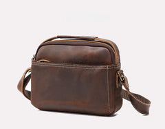 Dark Brown Leather Crossbody Bag for Men 