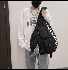 Nylon Large Sling Bag For Big Men Gray Waterproof Hiking Huge Sling Bag For Women