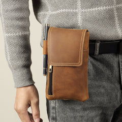 Brown Leather Phone Belt Pouch - iwalletsmen