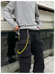 Yellow Beaded Wallet Chain Beaded Pants Chain Lavastone Bead Wallet Chain - iChainWallets