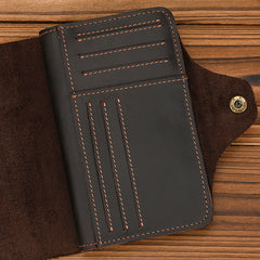 Leather Vertical Wallet with Buckle with Coin Pocket - iwalletsmen