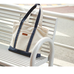 Mens White&Blue Canvas  Stachel Tote Bags Canvas Tote Shoulder Bag Handbag for Women