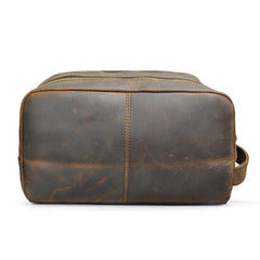 Dark Brown Leather Toiletry Bag 