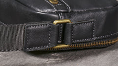 Black Small Messenger Bag Men's Black Leather Messenger Bag Small Black Leather Crossbody Bag