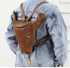 Brown Ox Bull Head Leather Backpack Mens Cool Leather Backpack - iwalletsmen