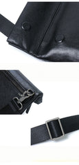 Small Black Leather Shoulder Bag Men Package
