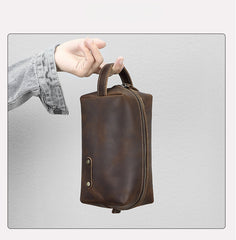 Brown Leather Toiletry Bag Men's Brown Leather Toiletry Bag Full Grain Leather Toiletry Bag - iwalletsmen