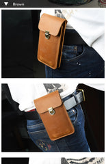 Leather Phone Holster for Belt Mens Leather Belt Bag Pouch Bag Leather Cell Phone Holster with Belt Loop 