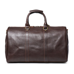 Dark Brown Weekend Bag Large Leather Weekender Bag for Men Long Weekend Shoulder Bag - iwalletsmen