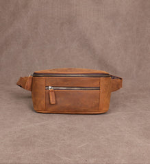 Brown Vintage Large Leather Waist Bag Mens - iwalletsmen