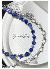 Blue Turquoise Beaded Wallet Chain Beaded Pants Chain Double Wallet Chain - iChainWallets